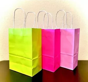 10 Pieces Kraft Paper Gift Bags with Handle Small (Green/Pink /Purple) - Picture 1 of 2