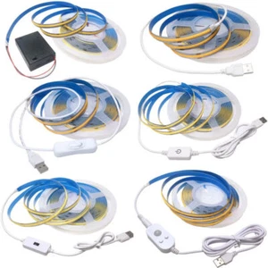 1M 2M 3M 5V COB LED Strip Light USB/Battery Box/Switch/Touch Dimmer tape lamp - Picture 1 of 15