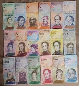 Venezuela Paper Money Currency Set. Note 18 PCS Venezuelan Animal Banknotes Lot. - Picture 1 of 9