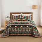 3 Piece Boho King Comforter Set - Orange Western Pattern Polyester with 2 Pillow