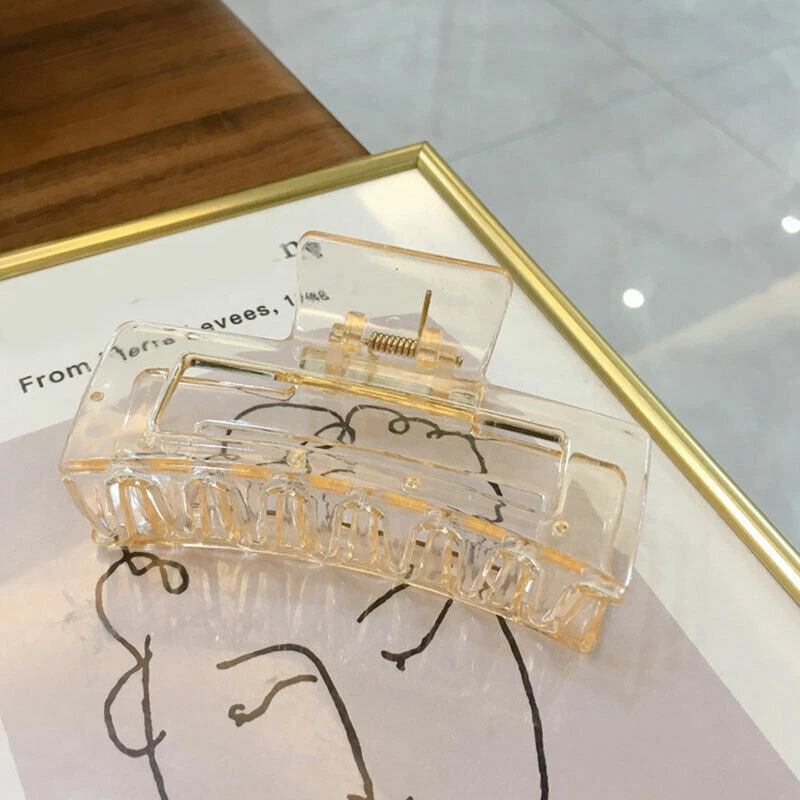 Mujeres Transparente Garra de Pelo Cangrejo Clip Elegante Grande Horquilla Pasadores Prendas para la cabeza Foto 1 de 4