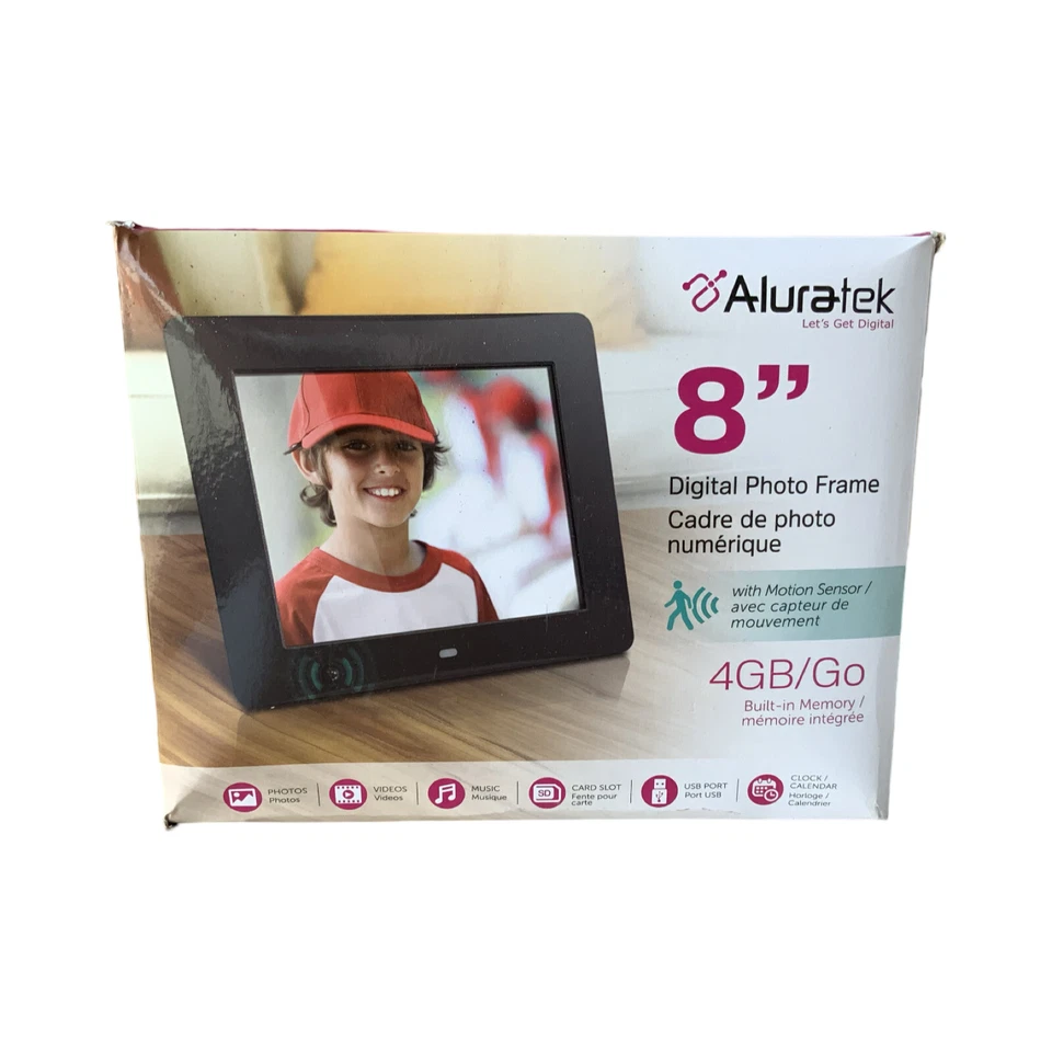 Aluratek ADMPF108F Digital 8" Photo Frame with motion sensor, 4GB - Image 1 of 1