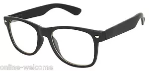 CLASSIC 80s VINTAGE RETRO CLEAR LENS SUNGLASSES SHADES BLACK MATTE - Bild 1 von 3