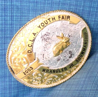 DCLA Youth Fair 2003 hebilla de cinturón Rabbit Wrangler Jr Showmanship Texas .NOX664 Foto 1 de 4