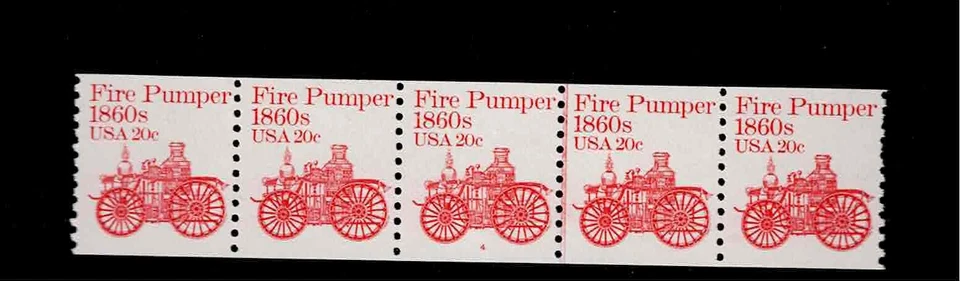 US Scott #1908, Plate #4 Coil of 5 1981 Fire Pumper 20c VF MNH - Image 1 of 1