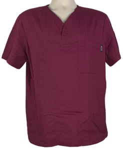 Koi Jason Mens Small Wine Henley Neck Scrub Top Cotton Blend Pockets #654 - Picture 1 of 7