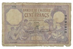 TUNISIA TUNISIE BANQUE DE L'ALGERIE 100 Cent Francs 1936 8-7-1936 P.10a - Imagen 1 de 2
