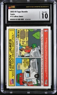 2003 Topps Bazooka Bubble Gum Lebron James Rookie Comics CSG 10  - Image 1 of 2