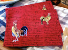 Williams Sonoma Red Placemats French Script Country Rooster Farmhouse NEW 4