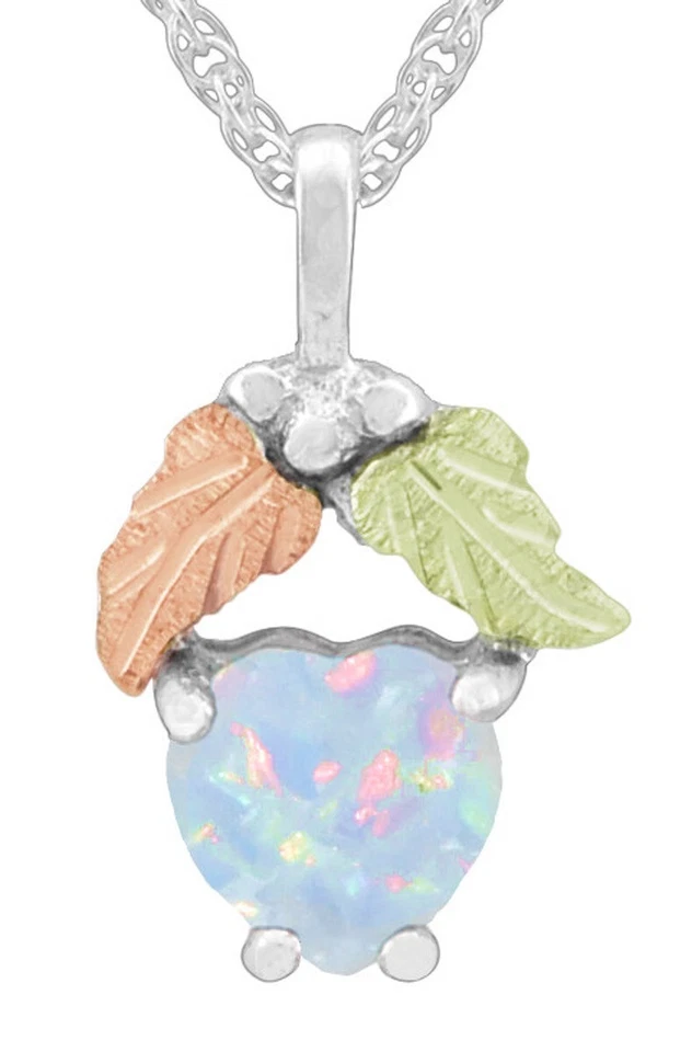 Colgante corazón Dakota Black Hills oro sobre plata ópalo creado en laboratorio 6 mm GSP084OPW Foto 1 de 1