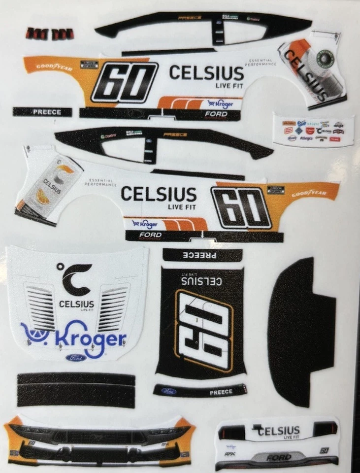 Calcomanías personalizadas 2025 Ryan Preece #60 Celsius escala 1/64 NASCAR pelar y pegar Foto 1 de 1