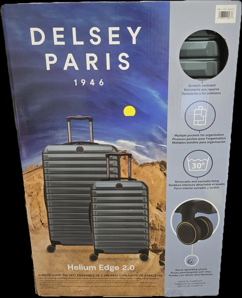 Delsey Helium Edge 2-piece Hardside Expandable Spinner Luggage Set- Green