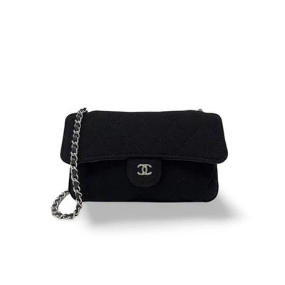 Bolso de Hombro CHANEL Regular Algodón Negro Foto 1 de 4