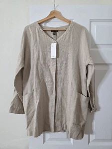 Eileen Fisher Hopsack One Button Linen Jacket S NWT $338 - Picture 1 of 11