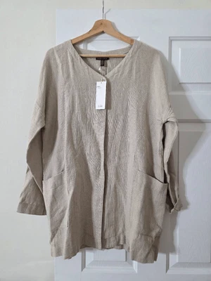 Eileen Fisher Hopsack One Button Linen Jacket S NWT $338 - Image 1 of 4