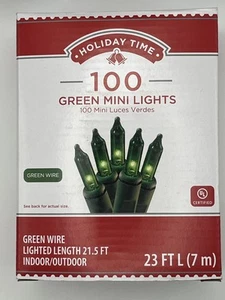 Holiday Time 100 Christmas Lights Mini Green Lights New in Box TESTED - Picture 1 of 5