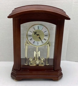 Bulova Manteluhr Quarz Nussbaum Finish Gold Akzente 11,5" LESEN - Bild 1 von 11
