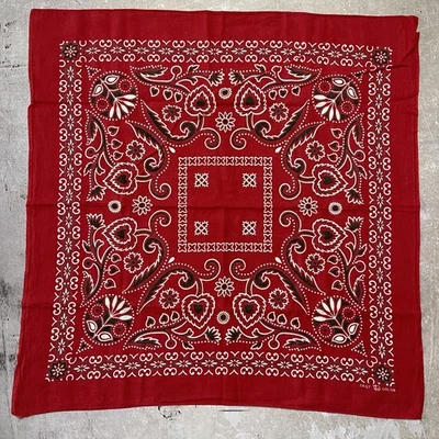 Bandana True Vintage Años 40 Trompa de Elefante Plumón Color Rápido Rojo Raro Estampado Grande Foto 1 de 4