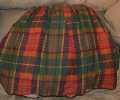 Thomasville Rust Burgundy Gold Plaid Heavyweight Twin Bedskirt 14" Drop - Image 1 of 3