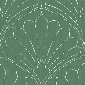 Wallquest RY31504 Scallop Medallion Jade and Ivory - Picture 1 of 2