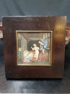 Bel dipinto in miniatura francese del XVIII secolo ragazzo e ragazza - Foto 1 di 8