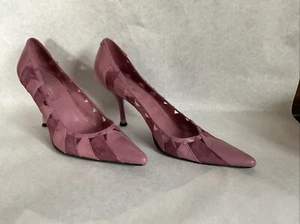Vintage Via Spiga Purple Leather Suede High Heel Pumps 8M Pointy Toe Women’s - Picture 1 of 11