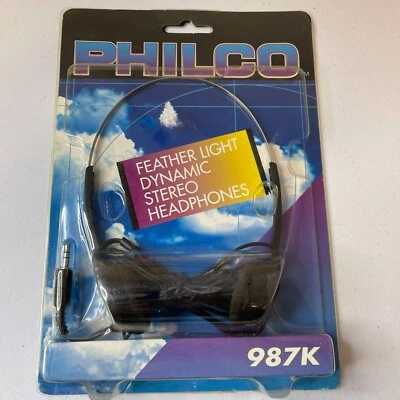 Auriculares estéreo dinámicos Philco de colección 987K negro pluma luz Kmart nuevos Foto 1 de 2