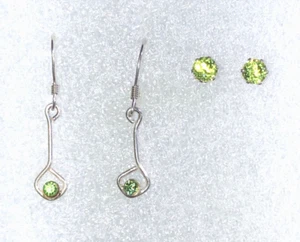 Sterling Silber Peridot Ohrringe Natur Ohrstecker + Kristall Hänger 925 Lot 2pr 7332 - Bild 1 von 8