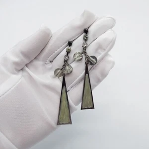 Pendientes colgantes de esmalte triangular cuentas craqueladas lindos pendientes funky - Imagen 1 de 9