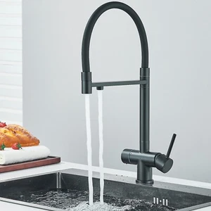 3Wege Küchenarmatur Schwarz Osmoseanlage Wasserfilter Trinkwasserhahn Wasserhahn - Bild 1 von 11