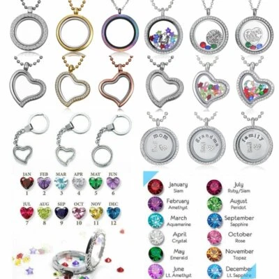 Living Memory Floating Family Charm Locket Pendant Necklace Bracelet Keychain - Image 1 of 4