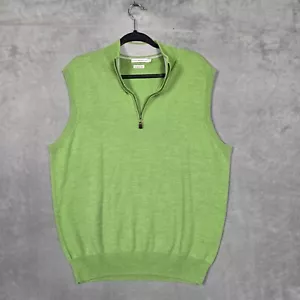 Peter Millar Lana Merino Verde Sin Mangas 1/4 Cremallera Hombre Grande Suéter Chaleco Golf - Imagen 1 de 9