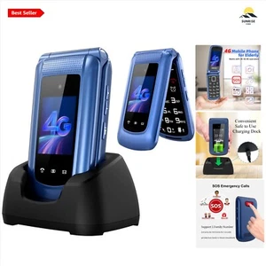 4G Unlocked Big Button Flip Phone for Seniors with Dual IPS Screens & SOS Button - Picture 1 of 9