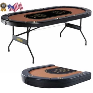 Poker Table 10 Player Texas Holdem Game Folding Casino Legs Cup Holders Metal - Picture 1 of 12