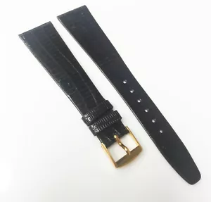 Brand New Genuine Lizard Leather Dark Brown 19mm Gold Tone Buckle Watch Band - Imagen 1 de 5