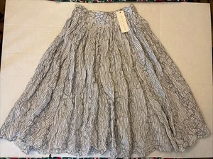 Vintage Charles Nolan Crinkle-Look Damen schwarz & weiß volle A-Linie Rock 8 Neu mit Etikett - Bild 1 von 6