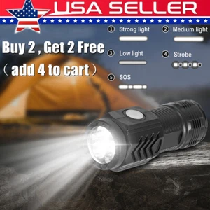 Mini Flashlight Flash LED Torch Power Waterproof Outdoor Travel USB Rechargeable - Picture 1 of 13