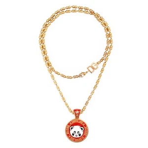 Dolce & Gabbana Unisex Dg King Love Panda Bear Pendant Chain Gold Red 13257 - Picture 1 of 3