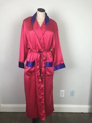 Vintage Victoria Secret Gold Label Robe M/L Pink Purple Green Jewel Tones Long - Image 1 of 4