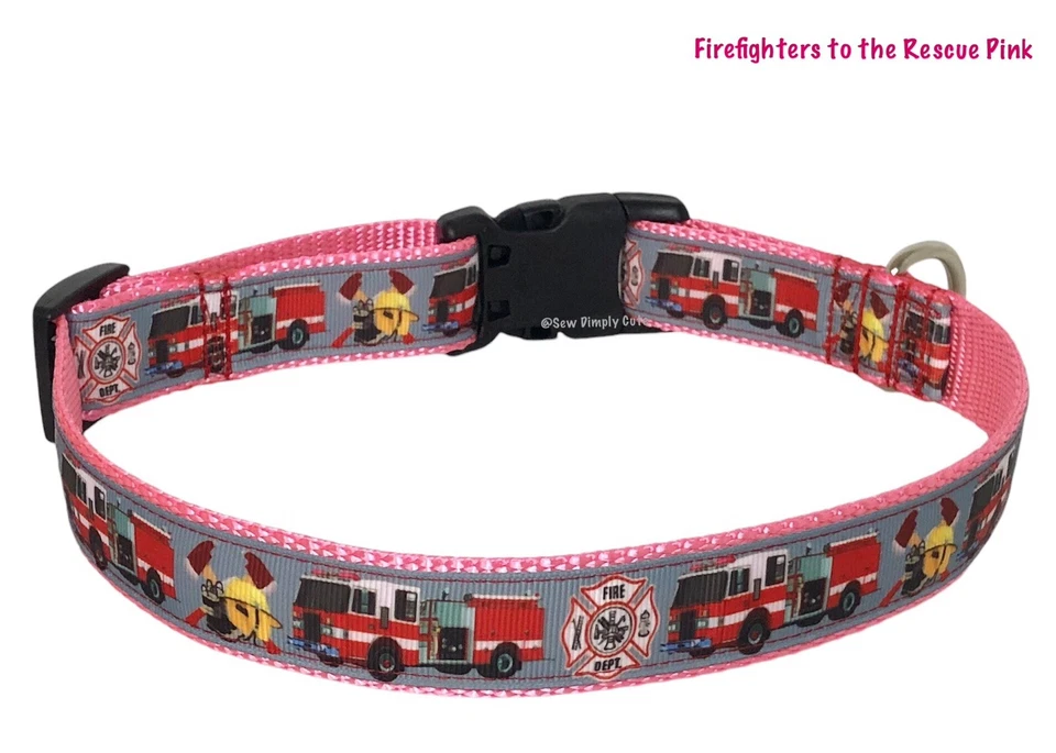 Firefighters Rescue Pink Dog Collar Fire Department Truck First Responder - Image 1 of 2