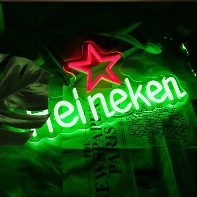 New HEINEKEN Beer neon sign Illuminated led for man cave neon sign light 38x20cm - Image 1 of 4