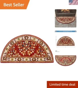 Burgundy Oriental Wool Hearth Rug, Half Round - Picture 1 of 8