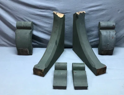 Pair Antique Wood 26x29 3 Piece Corbels Roof Brackets Green VTG Old 1668-24B - Image 1 of 4