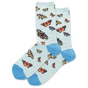 Butterfly Hot Sox Womens Crew Socks Mint Melange New Novelty Pollinator Fashion