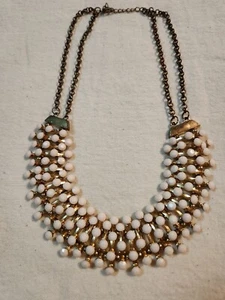 Ivory Faux Stones Modernist Bib Necklace. 17" length. Good Condition. - Picture 1 of 4