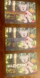 Valentino the Retired Beanie Baby Trading Cards - Red Blue And Silver - Set Of 3 - Picture 1 of 2