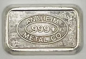 Ingot USVI Anaheim Metal Co 1oz Troy .999 Fine Silver Bar SHIPS FREE - Picture 1 of 2