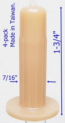 Oajen caster socket insert for 5/16" x 1-1/2" stem, 4-pack, 7/16"OD, plastic