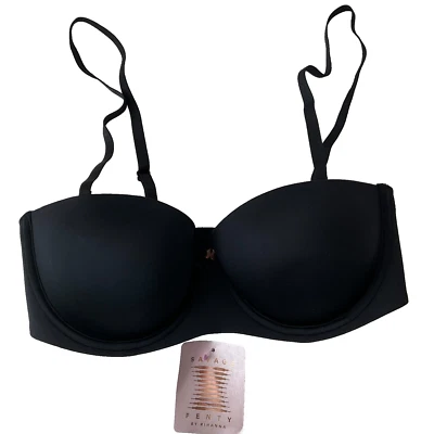 Sujetador Savage X Fenty para mujer talla 34C negro microfibra sin tirantes Foto 1 de 4