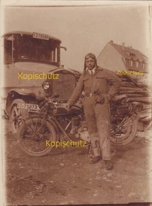 altes Foto . Mann altes Motorrad Auto 1927. ( T 1 ) - Bild 1 von 2